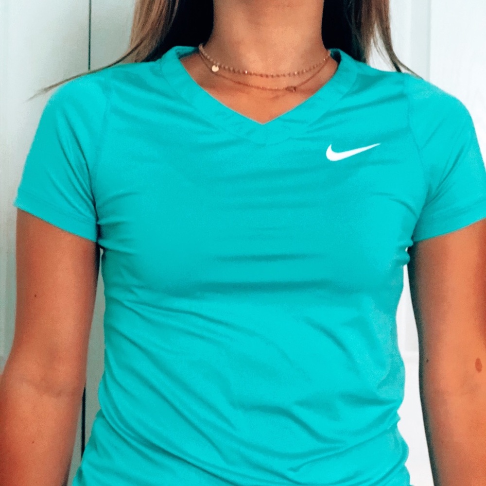 Nike blue v neck dri fit t shirt
